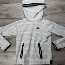Nike Tech Fleece Hoodie Womens Medium Funnel Neck Heather White High Neck