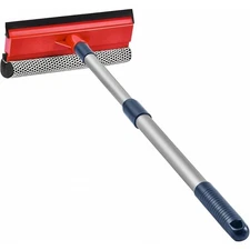 Window Cleaning Squeegee with Long Handle 2 in 1 Window Wiper for Home Car