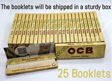 OCB Organic Hemp Unbleached Rolling Papers / 25 Booklets X 50 Leaves