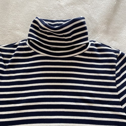 Neu mit Etikett J. Crew perfekt sitzender Rollkragen in Marine/Elfenbein Streifen - Größe XXS (2XS) - Bild 4 von 7