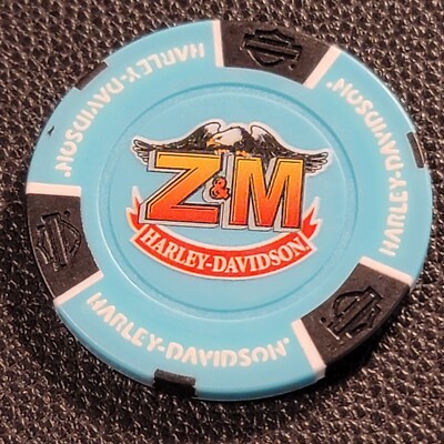 Z&M HD ~ PENNSYLVANIA (Aqua/Black Full Color) Harley Davidson Poker Chip