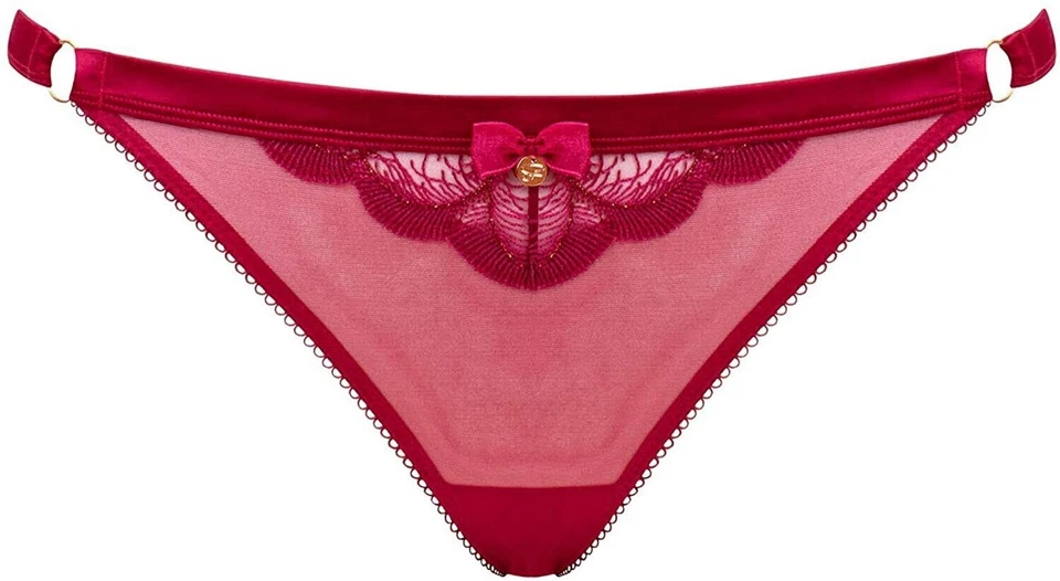 Tanga Curvy Kate Surrender Scantilly Talla M 12 Rojo Profundo Malla Bragas ST2402 Nuevo Foto 3 de 4