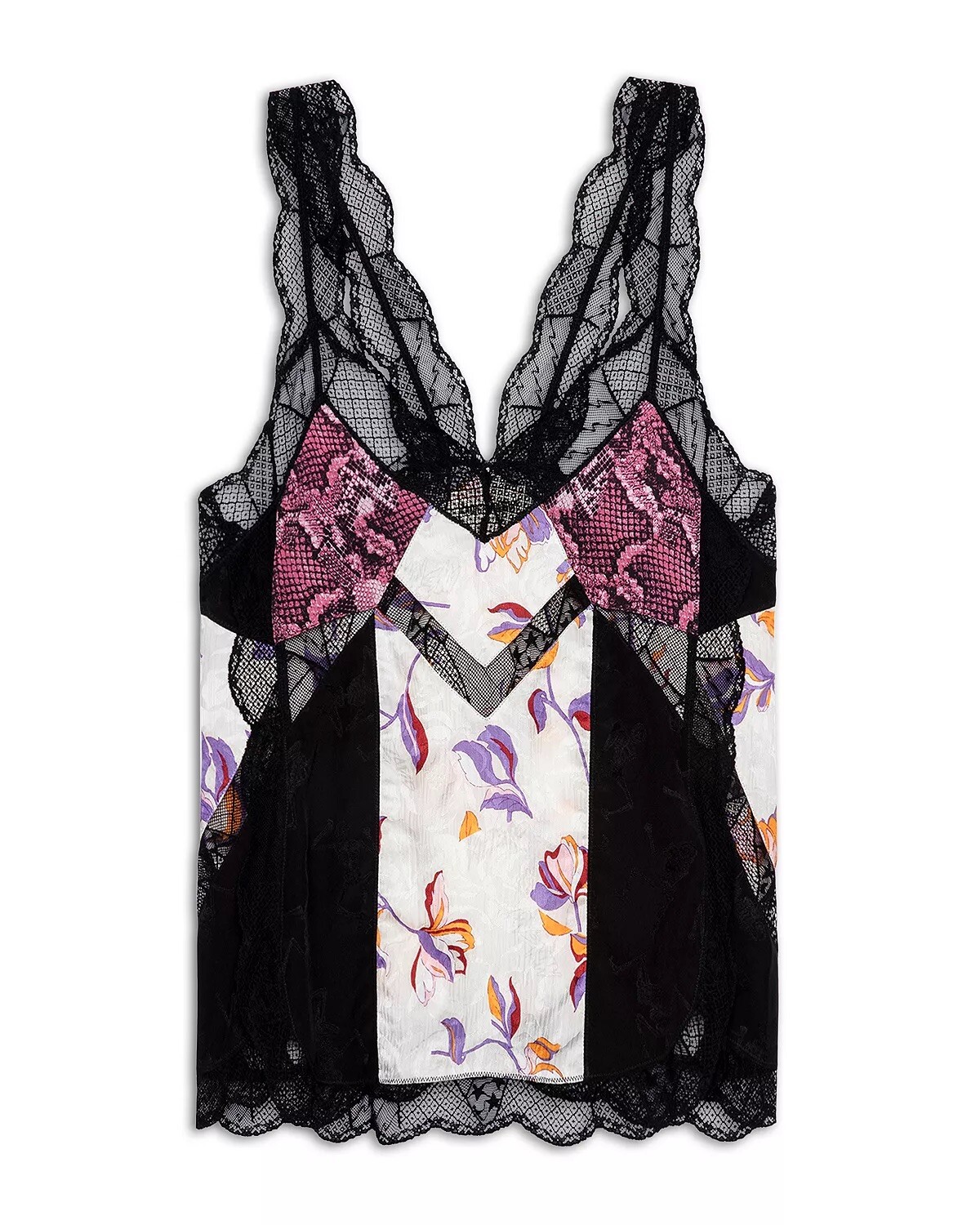 2022 Zadig & Voltaire Chou Mix Patchwork Lace Trim Top Blouse T-shirt XS $378