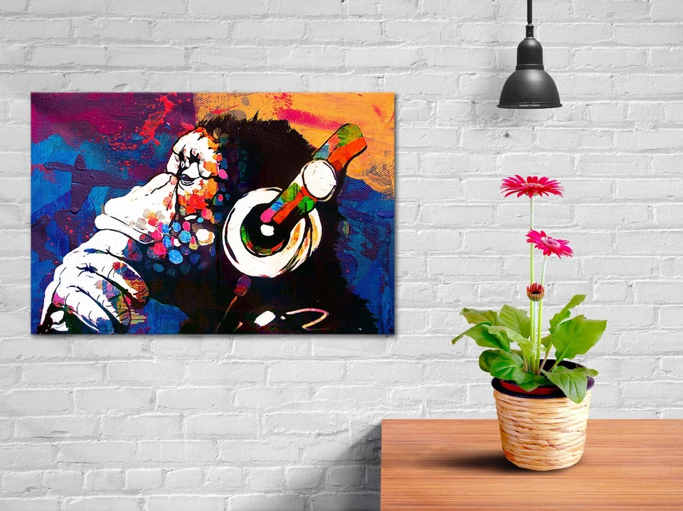 Leinwandbild Poster Acryl Street Art Affe Musik Banksy Graffiti Pop Art - Bild 2 von 4
