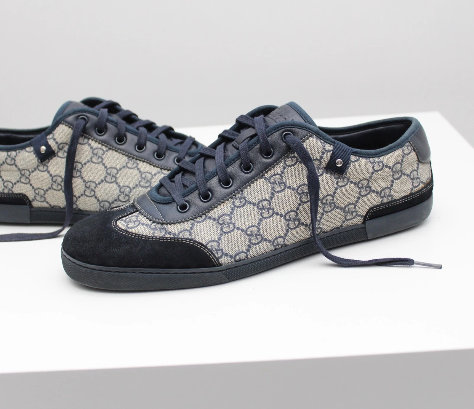Baskets basses homme GUCCI GG Plus Supreme toile daim cuir UK11,5 US12,5