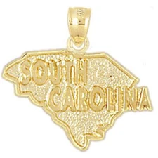 New 14k Gold South Carolina State Map Pendant