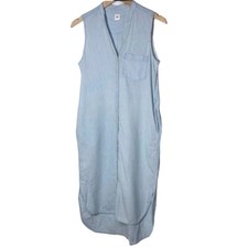 Gap Womens Linen Blend Shirt Dress Striped Sleeveless Size XS Spring Casual