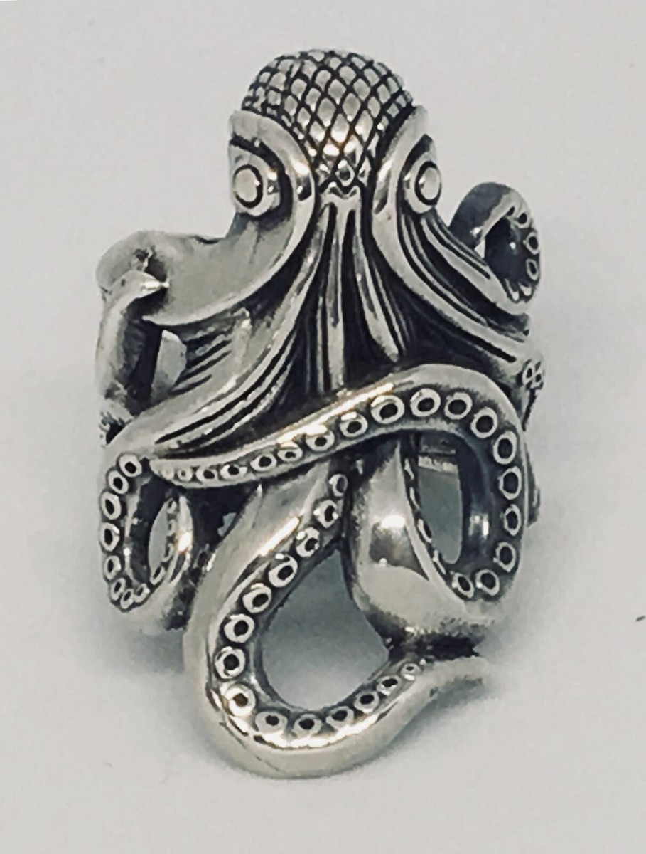 Loot Kraken Twin Skull Ring 925 Silver 18K Gold Unique Handmade 