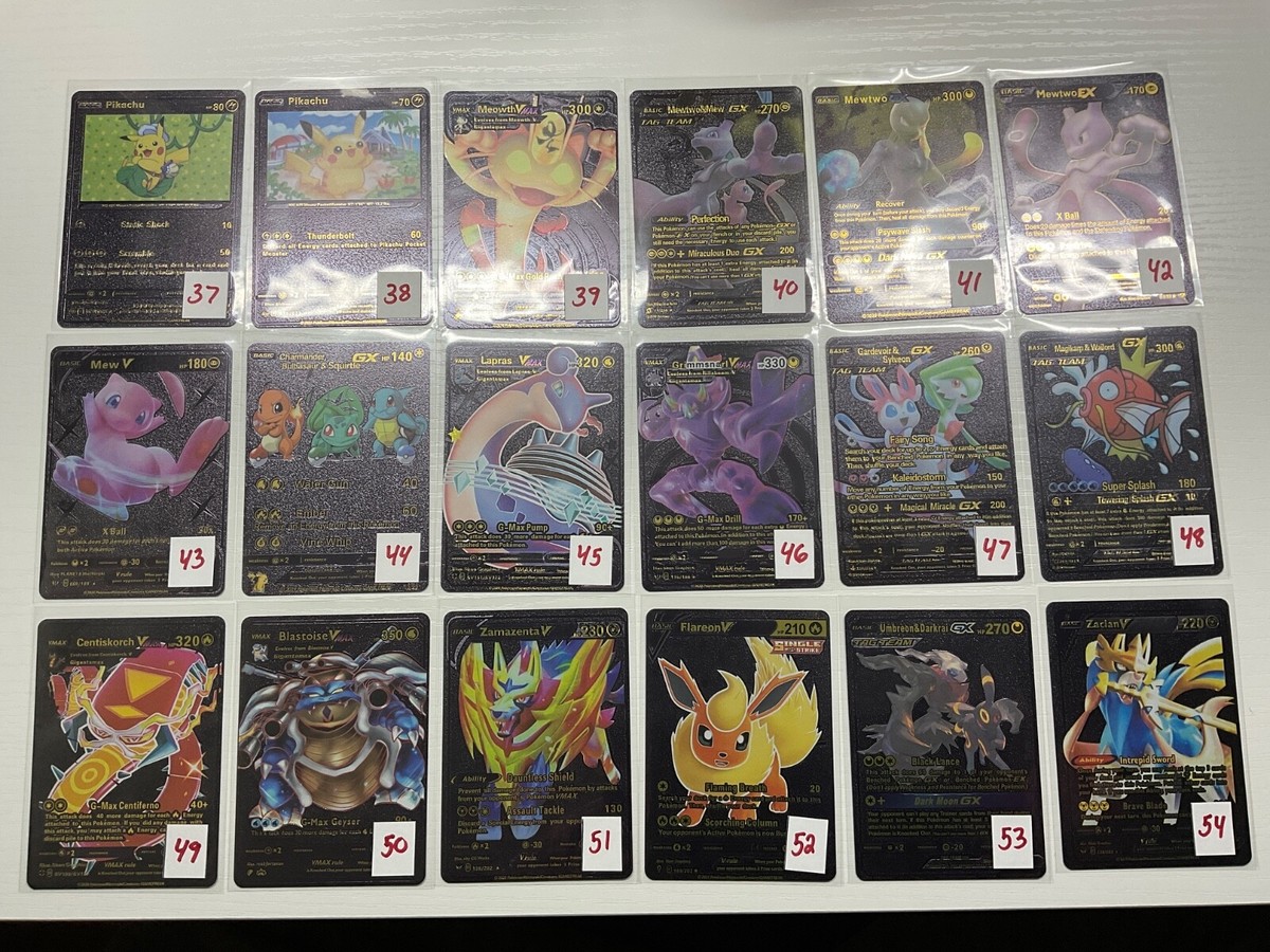 black foil pokemon cards POKEMON CARDS ( BLACK FOIL CARDS ) Fan Art EX, V, VMAX, GX, DX ~YOU PICK~