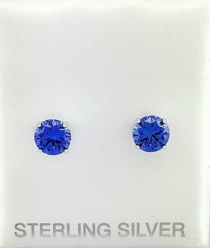 LAB CREATED 2.12 Cts TANZANITE STUD EARRINGS .925 STERLING SILVER - New With Tag