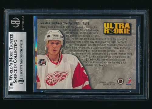 1992-93 Fleer Ultra Rookies #7 Nicklas Lidstrom BGS 9 Mint - Picture 2 of 2