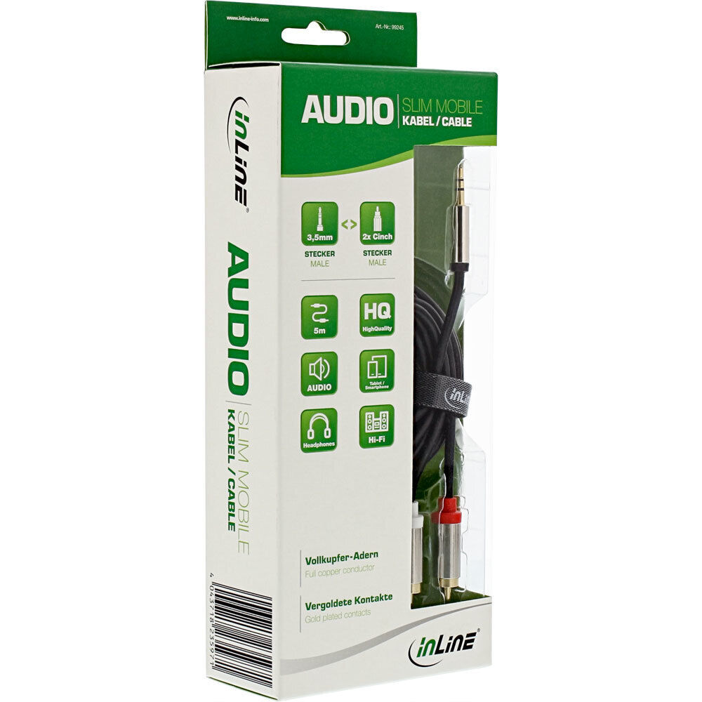 Thumbnail - Inline Slim Audio Kabel Klinke 3,5mm St An 2x Chinch St, 5m