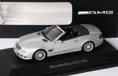 RARE MERCEDES SL 55 AMG V8 (R230) FACELIFT SILVER 1:43 MINICHAMPS