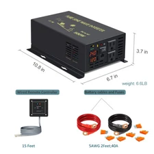 Pure Sine Wave Inverter 48V to 120V 500W Power Camp Motor Car Remote Switch 15ft