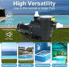2.0 HP In/Above Ground Swimming Pool Pump, 110V/220V Dual Voltage  Single Speed
