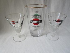 Original Martini Vermouth Pitcher Glass Carafe & 2 Calibrated Cocktail Glasses 5cl