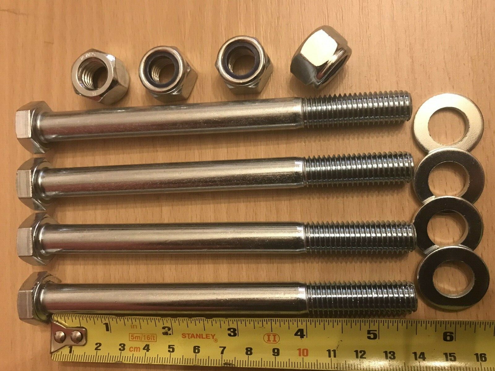 2 PAIRS M12 x 140mm TRAILER HITCH BOLTS NYLOC NUTS WASHERS GRADE 8.8