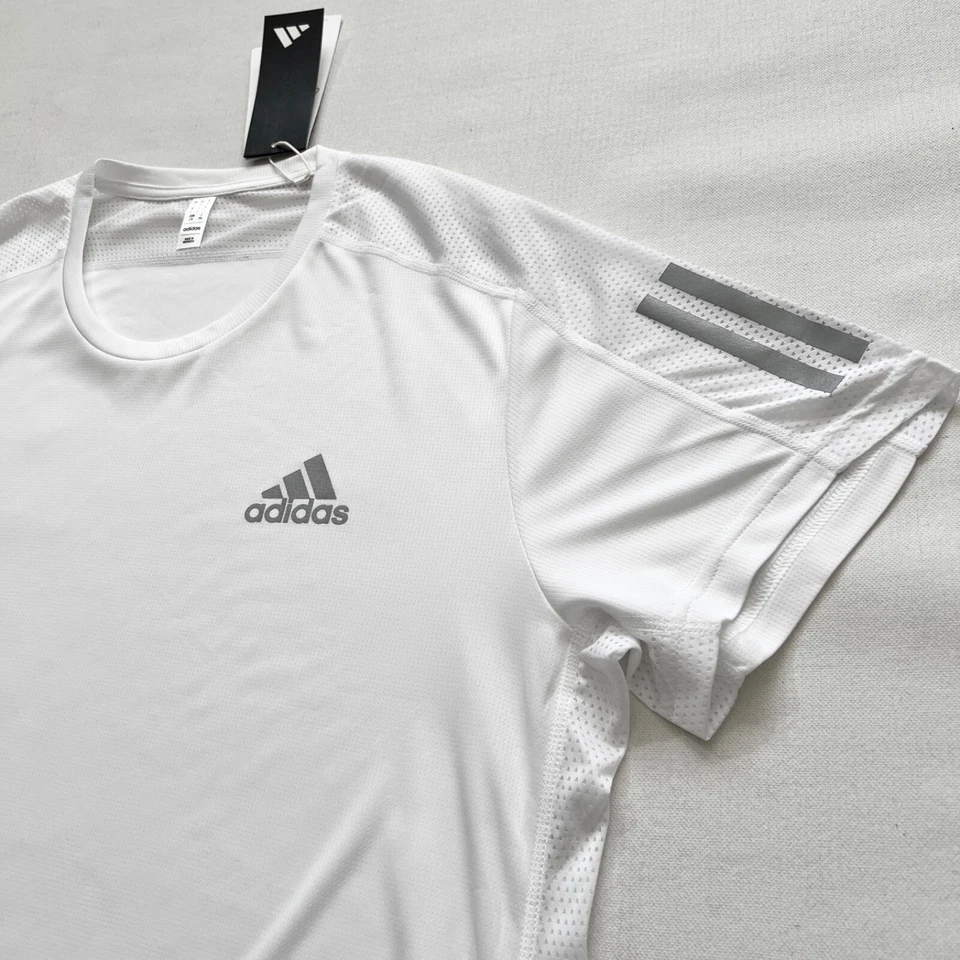 $40 NUEVO CON ETIQUETAS ADIDAS Para hombres Propio The Run Blanco Reflectante Plateado Camiseta para Correr GRANDE Foto 4 de 4