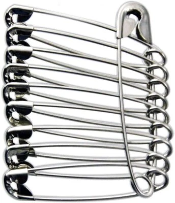 AARNAV Extra Large Safety Pins Kraft Craft Pins Size 3 / 45mm Silver Safety Pins
