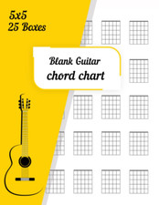 Blank Guitar Chord Chart 100 Pages, 25 Chord Boxes per Page, 5 Frets per Box