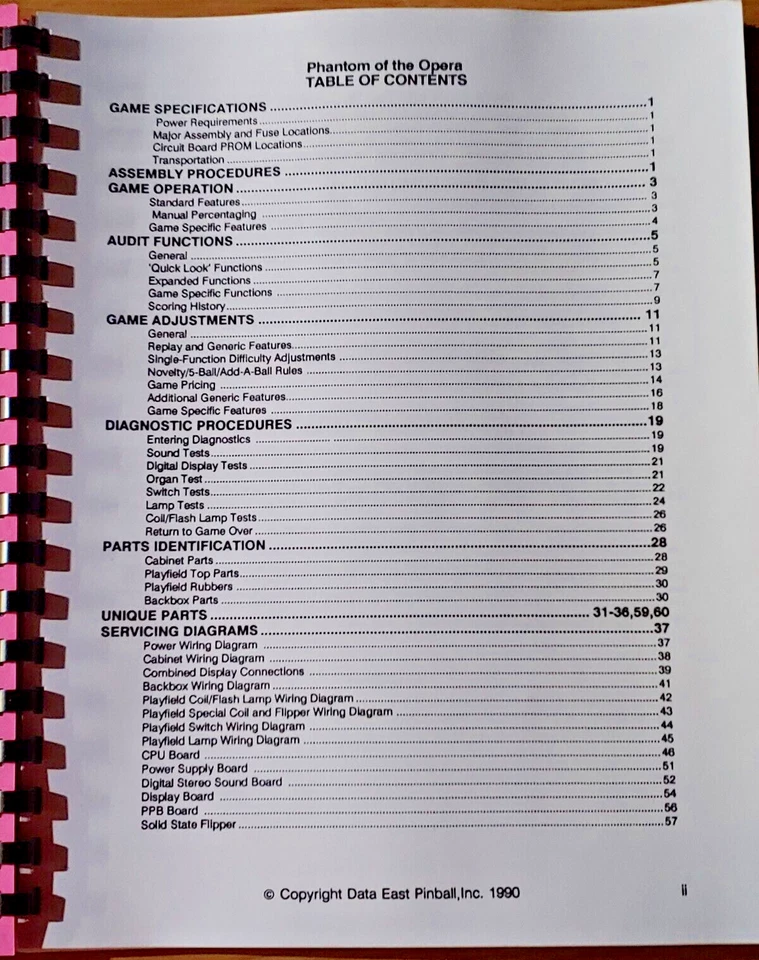 The Phantom of the Opera - East Pinball Machine  manual - Image 2 of 4