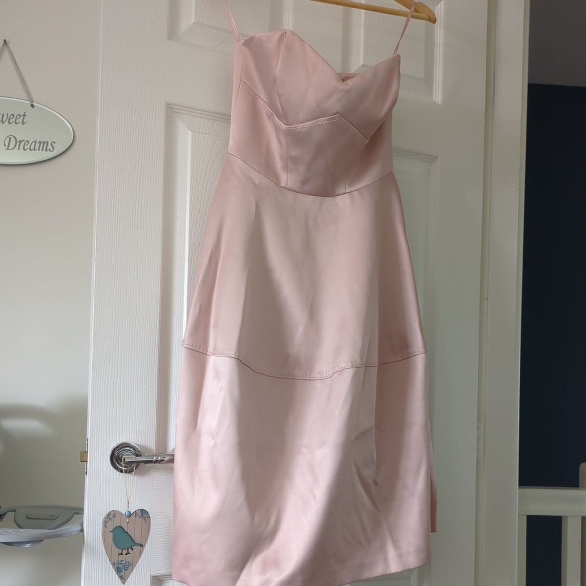 Debut Blush Pink Bridesmaid Dress Short Bandeau Style