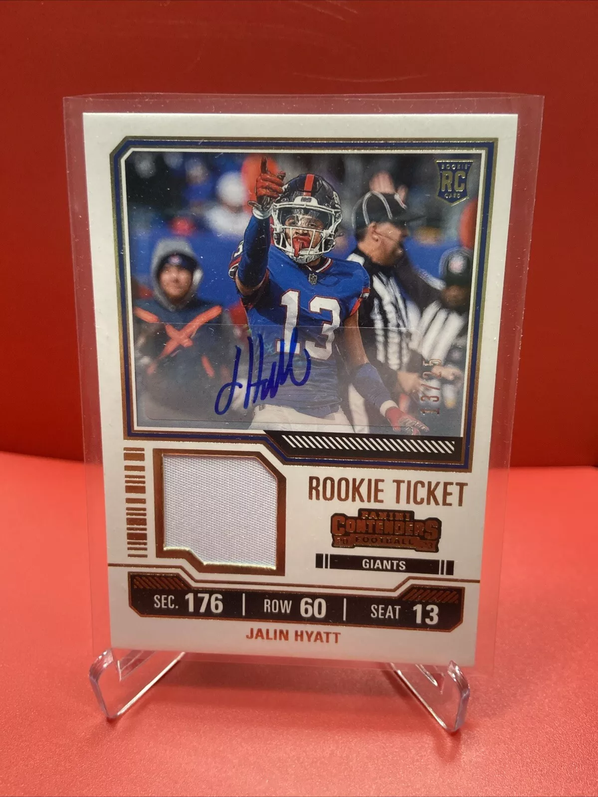 2023 Panini Contenders Jalin Hyatt ROOKIE AUTO Patch Giants 13/25 Jersey Match