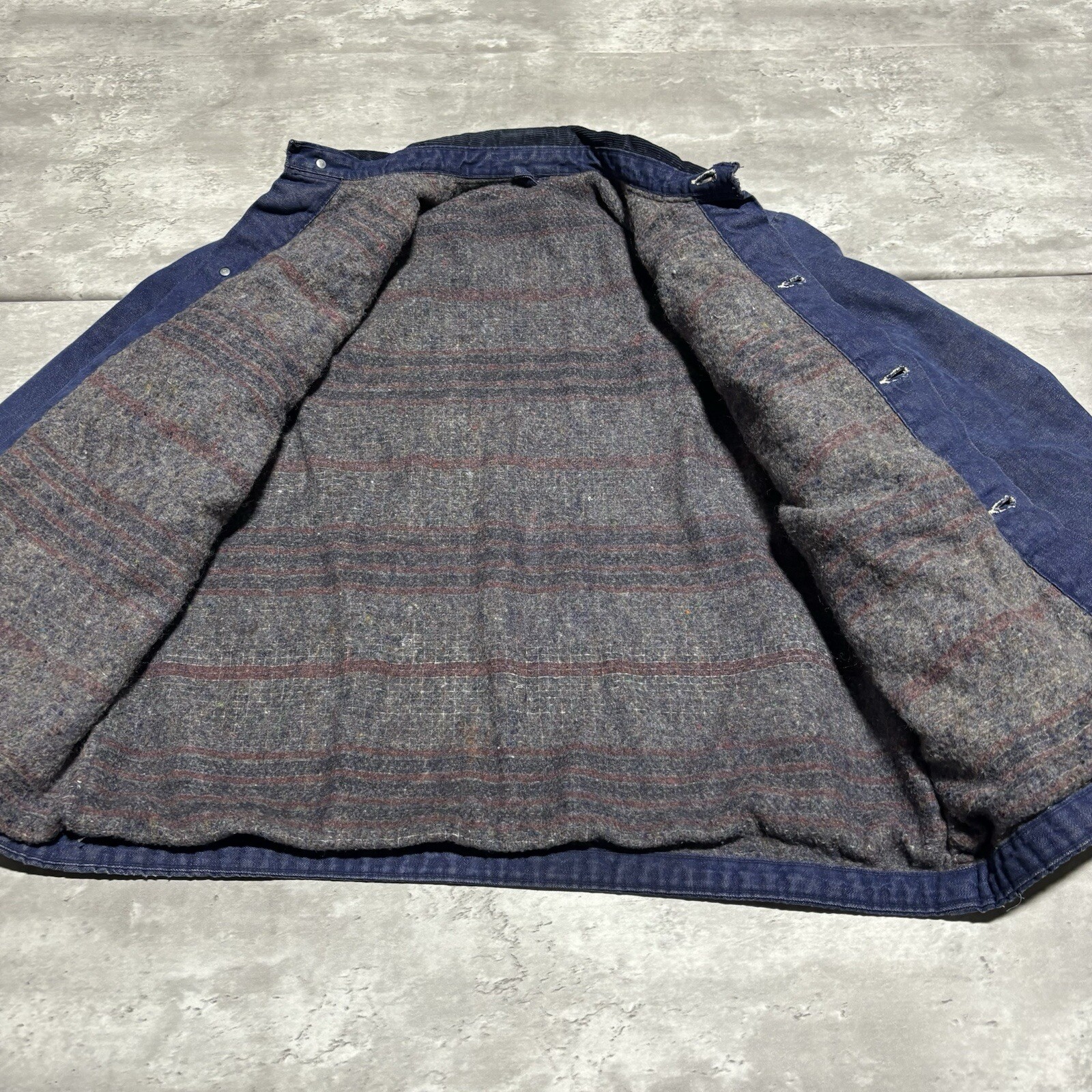 Vintage Wrangler Chore Jacket Men's 42 Blue Denim Blue Bell Blanket Lined USA*