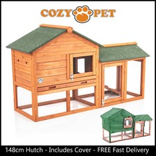 Rabbit Hutch & Cover 148cm Cozy Pet Natural Guinea Pig Hutches Run Ferret Runs