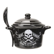 Attractive Black Bone Appetit Soup Bowl/Serving Bowl With Serving Spoon
