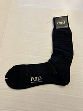 Men's Polo Ralph Lauren Black Patterned Trouser Socks Navy NWT Sock Size 10 - 13
