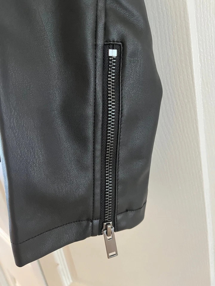 Brand New Apt 9 Mineral Black Faux Biker Leather Zipper Jacket - Image 4 of 4