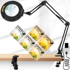 Magnifying Glass with Light and Clamp, 4.2in 12X 30X Extended Arm Lighted