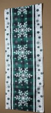 New Open Box 74x13" Green Plaid Christmas Table Runner White Snowflake Decor