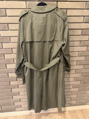 Burberry London Men’s Green Belted Lined Cotton Twill Trench Coat Size 46 image 8