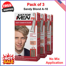 Just For Men Easy Comb-In Hair Color Kit Ammonia Free A-10 Sandy Blonde 3 Pack