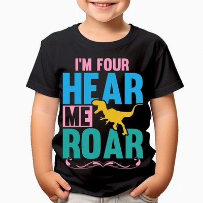 I Am 4 Hear My Roar Dinosaur 4. Geburtstag Jungen Mädchen Teenager Kinder...