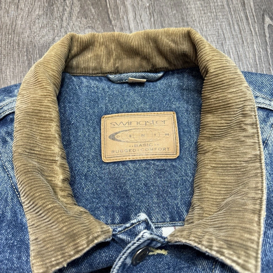 Swingster Vintage Denim Jean Jacket Mens Medium Button Up Long Sleeve Quilted - Image 4 of 4