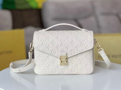 Louis Vuitton White Monogram Empreinte Pochette Metis Crossbody, Gold HW