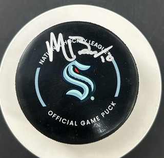 Matty Beniers Signed Seattle Kraken Hockey Puck AUTO Fanatics