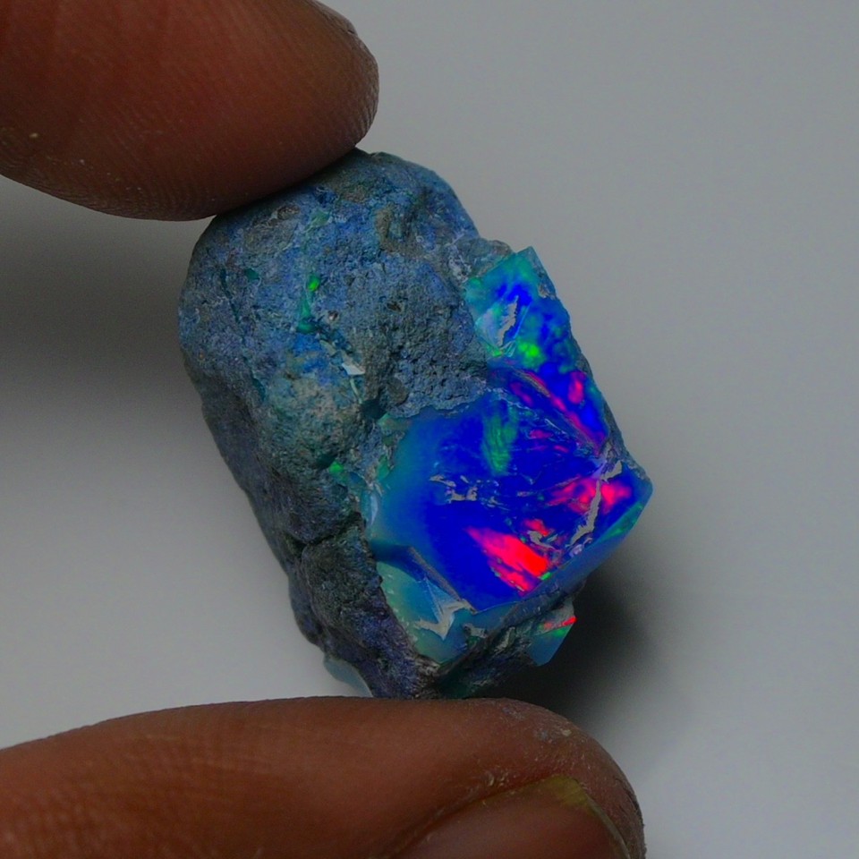 Blue Opal Rough 18.40 Carats, Smoked Ethiopian Welo Opal Rough, Fire ...