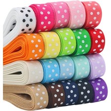 Grosgrain Ribbon for Crafts Gifts Wrapping 3/8 Inch Polka Dot Fabric Ribbon 40