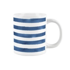Horizontal Blue & White Stripes Jumbo Mug - 550ml Extra Large Coffee Cup Gift