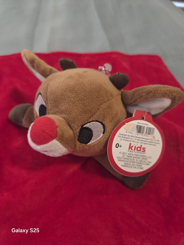 Manta de seguridad roja Rudolph the Red Nosed Reindeer Baby’s 1st Christmas Lovey Foto 2 de 4