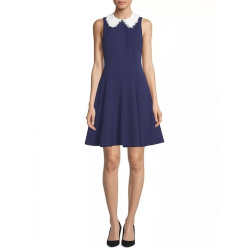 Abito donna Pop England taglia 1 blu navy Peter Pan colletto senza maniche svasato - Foto 2 di 8