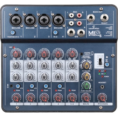 Soundsation Miostream 6 Kanal Mischpult mit USB OTG und Bluetooth | Neu