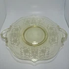 Vintage Yellow Glass Lancaster Elegant Depression Glass Handled Serving Plate