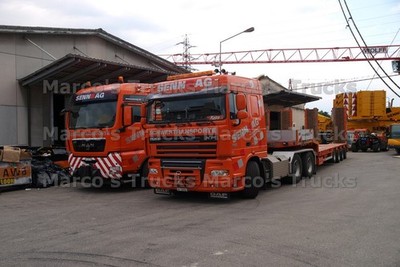 LKW Foto DAF XF Plattformanhänger Schweiz orange SENN AG SCHWERTRANSPORTE #n7py