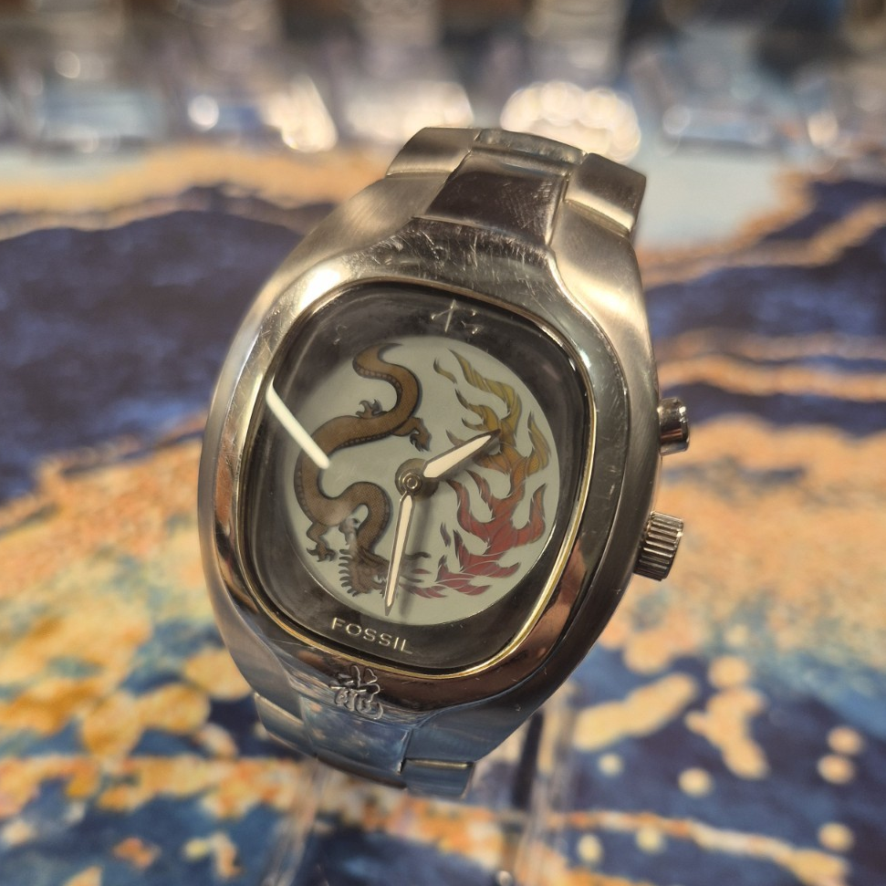 Fossil Big Tic Animated Dragon Stainless Steel 50m Jr-8097 Men's