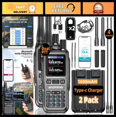 Mini Ham Radio Handheld UV-5R, Long Range Two-Way Emergency Radio, USB-C Recharg